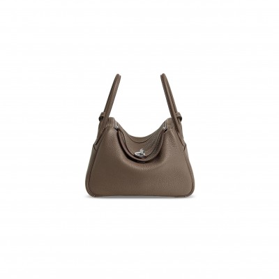 HERMÈS MASTER LINDY 26 CLEMENCE ÉTOUPE PALLADIUM HARDWARE (26*18*12cm)